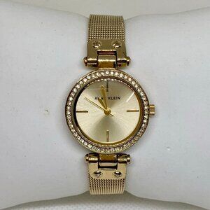 Anne Klein gold tone women’s watch 26mm rhinestones quartz adjustable running